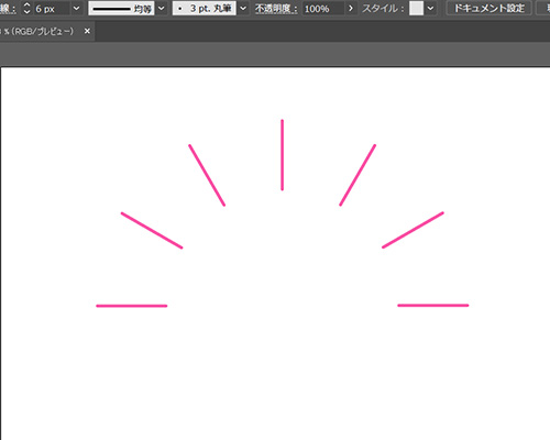 イラレで棒線を円に沿って放射線状に並べる方法 画像付き